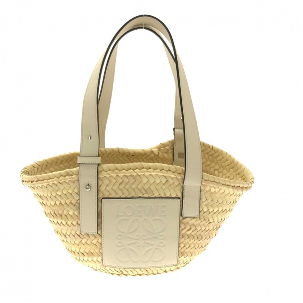 Very Good Condition- Loewe Basket Bag in medium with white leather.